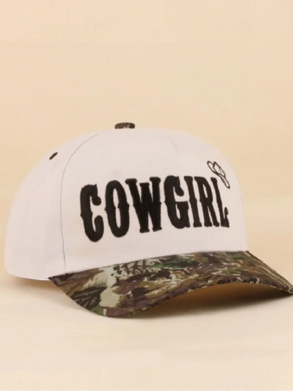 Zenana Outfitters White & Camouflage Cowgirl Baseball Cap
